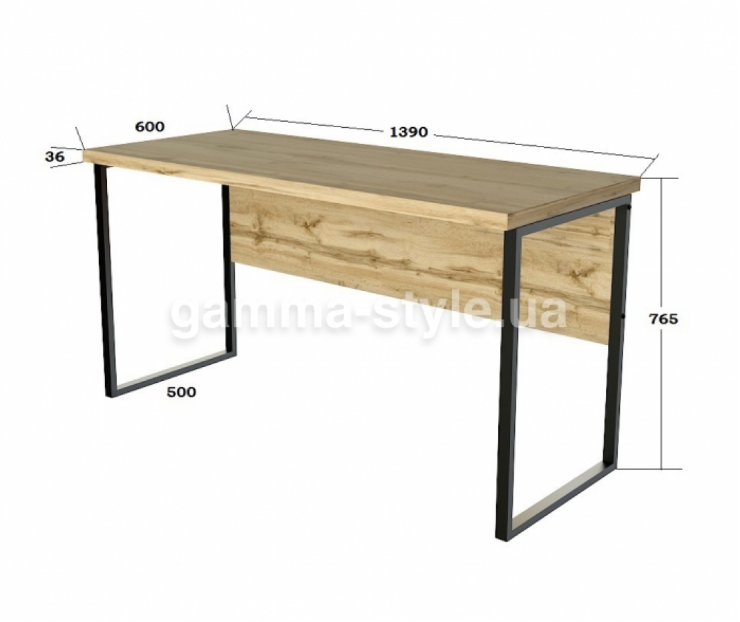 Офісний стіл лофт СПЛГ-1 Дуб Аппалачі (1390x600x765)