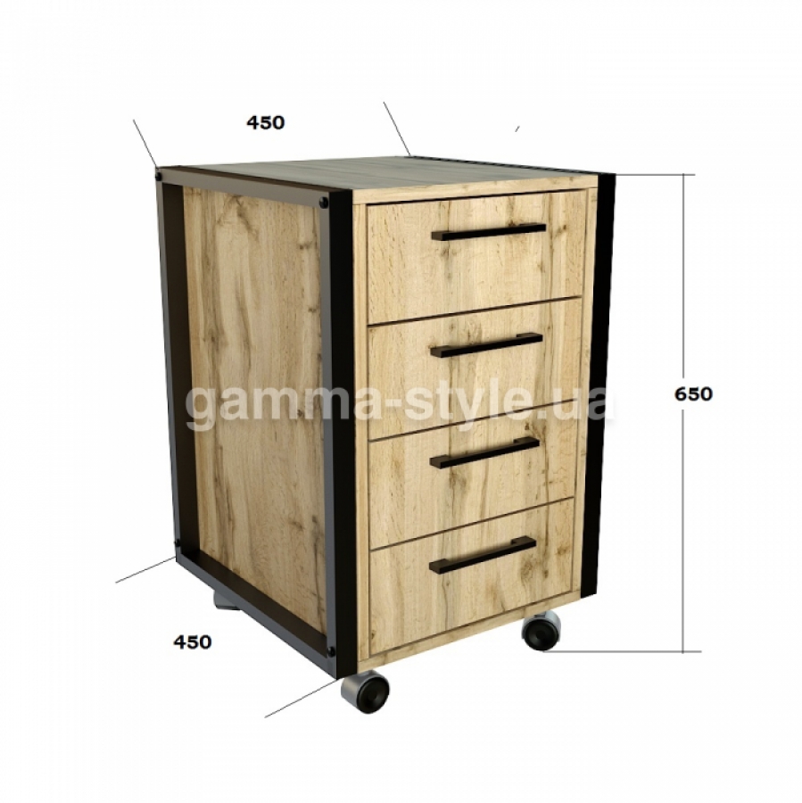 Офісна мобільна тумба лофт ТМЛГ-1 Дуб Аппалачі